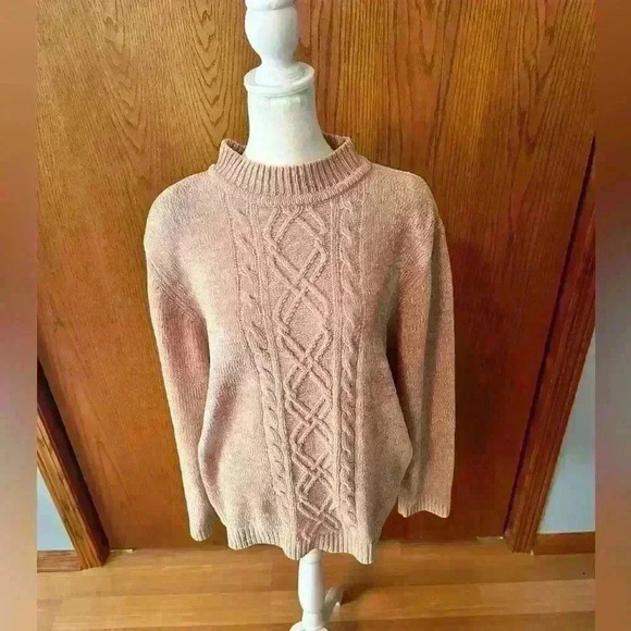 Alfred Dunner Women's Long Sleeve Knit Pullover Sweater Mock Neck Pale Pink SzL - Picture 1 of 13